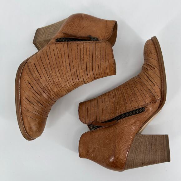 Paul Green Malibu Sliced Zip Bootie UK 5 US 7.5 Cognac Brown Leather Ankle Boot - Picture 5 of 12